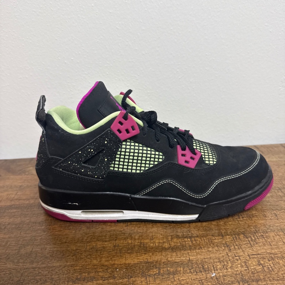 Size 8Y - Air Jordan IV 4 Retro GG Fuschia Pink Black Lime White (705344-027)